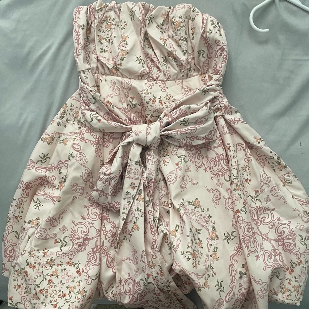 Cider Strapless Dress with Floral Accents